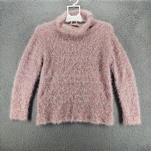 Loft Outlet Women's XS Fluffy Pink & White Snow Fuzzy Sweater Sz XS‎
